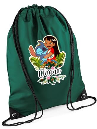 Personalised Blue Koala With Lilo Design For Girls, Back To School Girl Gift, PE Gym Kit Swimming, Sport Rucksack. (Bottle Green)
