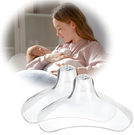 Nipple Shields Breastfeeding, Nipple Shell Guards for Nursing Newborn Baby, BPA Free Reusable Soft Silicone for Breastfeeding with Latch Difficulties or Flat or Inverted Nipples (2 Count)