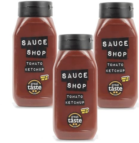 Sauce Shop - Tomato Ketchup 490g - All Natural Ingredients - Vegan - Pack of 3x 490g Squeezy Bottles