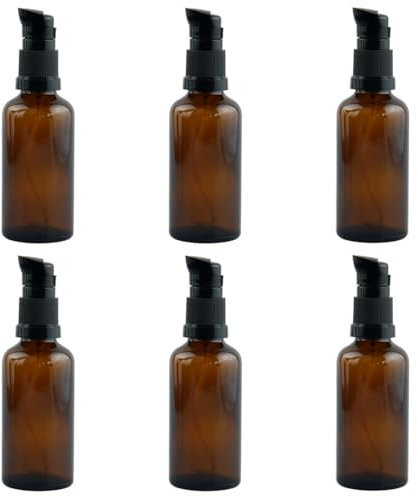 30 ml flacons vides rechargeables, 6 pcs flacon pompe verre, flacons à pompe en verre ambré vides rechargeables, flacons de lotion en verre ambré, pour maquillage, lotion, émulsion, sérum
