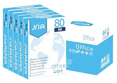 Kopierpapier Home & Office - Basics Druckerpapier für Zuhause und Büro Universal Druckerpapier für Laserdrucker und Tintenstrahldrucker geeignet 2500 Blatt DIN-A4 80g, Weiß (5x500 Blatt), 5er Pack