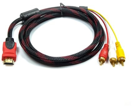 3RCA to HDMI, Cavo RCA HDMI per TV, Cavo Audio Video RCA a HDMI per TV, Supporta Risoluzione 1080P, Solo per Lettori a TV, Non Supporta PC, DVD, PS3 e Altri Dispositivi con Interfaccia HDMI