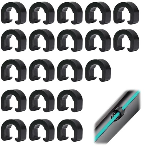 Fermacavi per bicicletta, 20 PCS Cavo bicicletta C-Clip Cavi del freno per biciclette Tubo flessibile bici Clip di filo per linee di freno Mtb Bike Road Bicycle (nero)