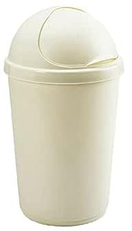 ZARVICZONIA Premium Plastic Bullet Bins 30L, 50L Waste Paper Recycling Dustbin Flap Lid Home Kitchen House Office Rubbish Trash Bin (Cream, 50 Litre)