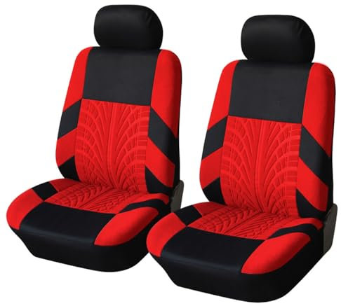 OKNGHPLIU Auto Sitzbezüge Sets für Seat Toledo IV (NH) 2013-2018, Stoff Autositzbezüge Allwetter Verschleißfest Atmungsaktiv Schonbezüge,A/2 Seats-A/Red