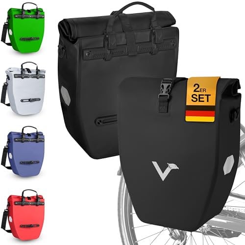 Valkental® Große & wasserdichte Gepäckträgertasche - Fahrradtasche für Gepäckträger mit großen Reflektoren [Abschließbar] Bombenfester Sitz - Mehrfach ausgezeichnet - Gefertigt für Langlebigkeit