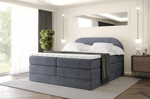 ALTDECOR Boxbett mit H3 H4 Matratze NOX King - 200x200 - Dunkelgrau