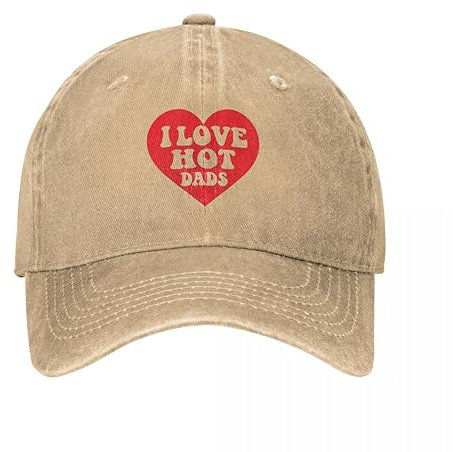 TUQIAAM Unisex Baseballcap I Love Hot Dads lässige Baseballkappe, Hut mit abgenutztem Rückenverschluss, verstellbar, für Outdoor-Aktivitäten, Unisex