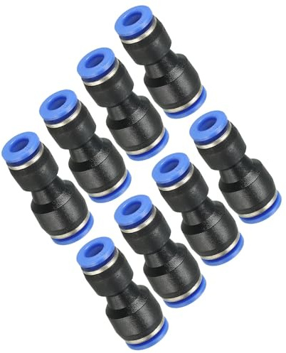 TA-VIGOR 8mm to 6mm Push Fit Fittings, 20 Pack Straight Connectors | Plastic Material, 2 Way Design, Air Line Tubing, Air Compressors, Pneumatic Automation Systems