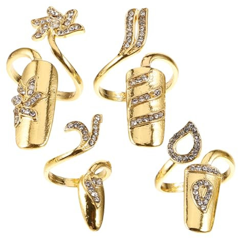 WRITWAA 4Stücke Nagelförmige Ringe Mit Fingerringe Für Damen Modischer Handschmuck Für Partys Und Verstellbare Ringe