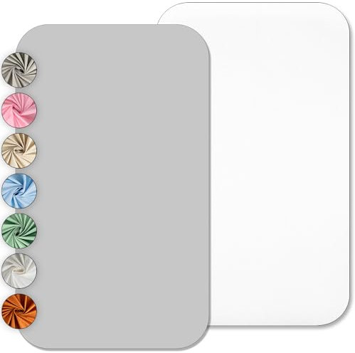 Kompatibel mit BabyBay Spannbettlaken 50x89cm - Kompatibel mit Babybay Maxi, Midi, Boxspring, Comfort, Comfort Plus - Spannbettlaken 100% Baumwolle (Weiß/Grau, 50x89cm)