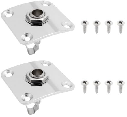 Briny River 2Pcs 1/4 Output Jack Plate Input Jack Socke 35x25x10mm 6.35mm Compatible with Les Paul, Silver