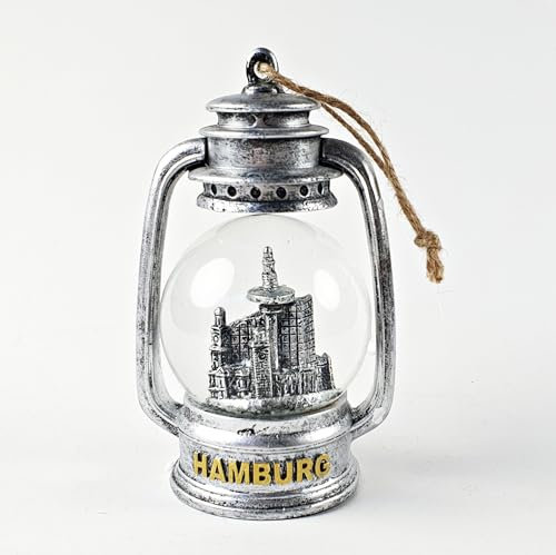 Hamburg Schneekugel Laterne Skyline Meatll-Optik Schüttelkugel Glitzerkugel