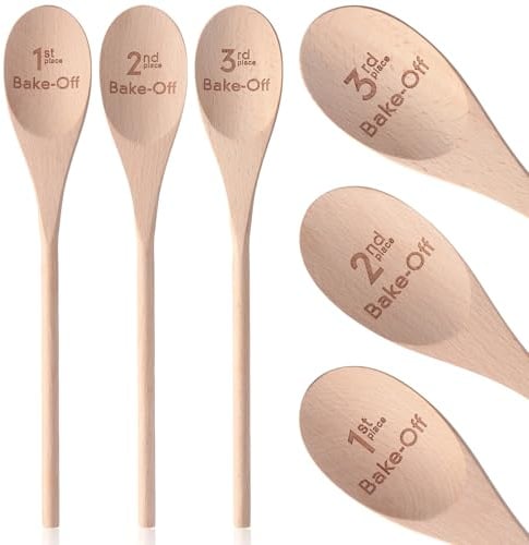 Leinuosen 3 Pcs Wooden Spoon Bake off Awards 12 Inch Bake off Trophy Prize 1st, 2nd, 3rd Place Cooking Gifts for Food Cook Contest Competition Party Supplies
