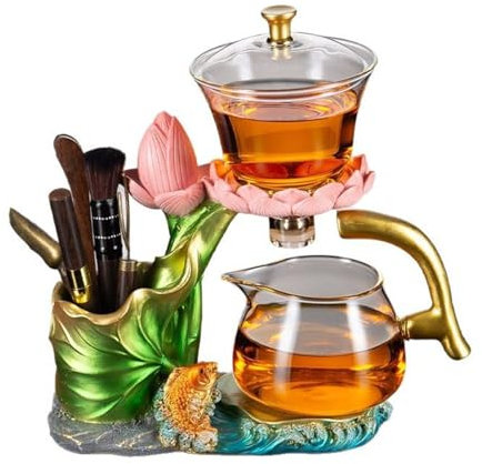 Vnook Halbautomatischer Glas-Teekannenanzug, Magnetischer Lazy Tea Maker, Teekanne mit Sieb, Teeservice aus Glas, Kungfu Teeset, Für die Teezubereitung im Büro und zu Hause