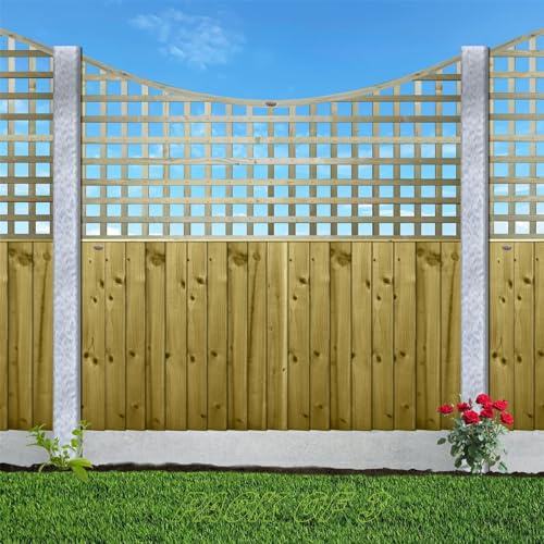 Premier Concave Pack of 3 6x3ft (W: 6ft x H: 3ft) Frameless Rough-Sawn Square Trellis Pressure-Treated Garden Panel 60-70mm Privacy Squares Fence Topper/Wall Art Width 1828mm x Height: 900mm