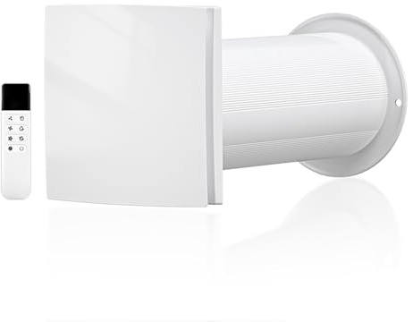 Ventilateur VMC 100mm Noyau Céramique, Moteur EC 5W, Télécommande, 3 Modes
