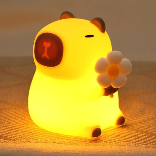 JVURICE® Nachtlicht Kinder Capybara Silikon Nachtlicht Dimmbar Cute Tier Touch Aufladbare Kinderlicht Schlafzimmer Led Night Light Dekor Kinder Lampe Geschenke Für Mädchen Junge Weihnachtsgeschenke