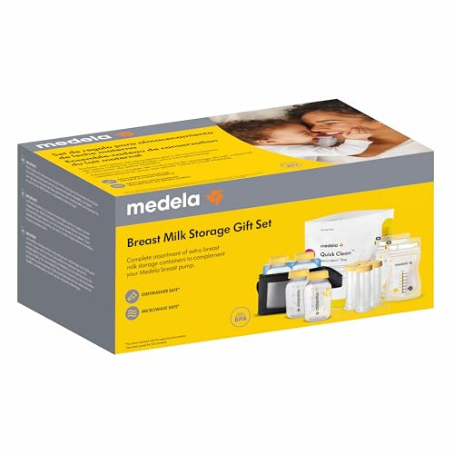 Medela Geschenkset zur Aufbewahrung von Muttermilch und Kühler, BPA-frei, mit Flaschen, Aufbewahrungstaschen, Sterilisierungsbeuteln für die Mikrowelle und Kühltasche mit Beutel