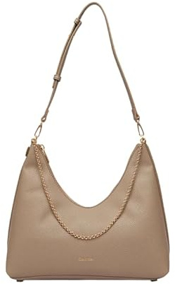 Calvin Klein Emblem Hw Pebble Shoulder Bag UB1 - Black One Size, Desert Taupe, Taglia unica