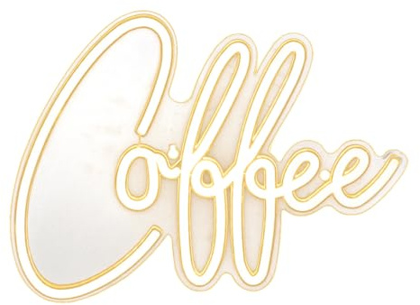 Lumineo LED Neon-Schild „Coffee“ - Moderne Wanddekoration für Küche & Café - Warmweißes Licht - 220 LEDs - 40 x 30 cm - USB-C Betrieb - Indoor Deko (LED Neon-Schild „Coffee“)