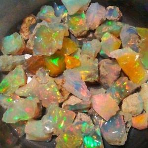 ATOZ SHOPPING Natürlicher äthiopischer Opal, rau, 1 Stück ct / 3,00 ct, erstaunlicher Multi Fire Welo Feueropal, unbehandelter rauer Edelstein, schwarzer Opal All Mix Fire