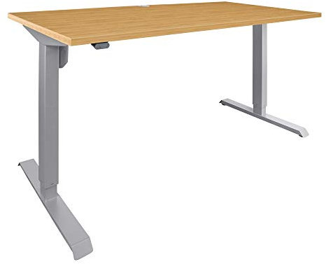 STIER Elektrisch höhenverstellbarer Schreibtisch 501-33, Tischgestell mit Tischplatte 120x80 cm, Buche Mel., Ergonomischer Steh-Sitz-Tisch stufenlos verstellbar 68-118 cm