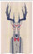 ABAKUHAUS Hipster Schmaler Duschvorhang, Humorvoll Deer mit Jazz-Bogen, Badezimmer Deko Set aus Stoff mit Haken, 120 x 180 cm, Indigo Dunkel Coral