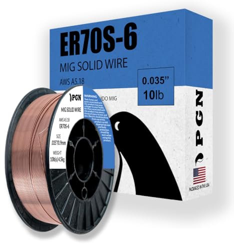 PGN Massiver MIG-Schweißdraht – ER70S-6-0,035 Zoll – 4,5 kg Spule – Baustahl-MIG-Draht mit niedrigem Spritzer und hohem Grad an Deoxidierern – für alle Positionen Gasschweißarbeiten