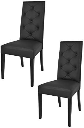 t m c s Tommychairs - 2er Set Moderne Stühle Chantal für Küche und Esszimmer, robuste Struktur aus lackiertem Buchenholz Farbe Schwarz, gepolstert und mit schwarzem Kunstleder bezogen
