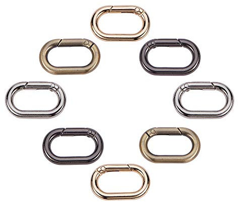 PH PandaHall 8Pcs Oval spring karabinerhaken 4 Farben Schlüsselverschlüsse Federkarabiner Karabinerhaken Triggerfeder Ovaler karabiner Ring für Taschen, Geldbörse, Schlüsselanhänger