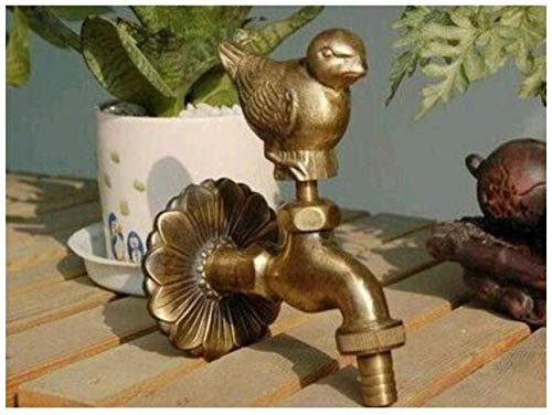 Robinet Extérieur Décoratif en Bronze Antique - Kit de Jardin en Plein Air avec Forme d'Animal et Moineau pour Machine à Laver