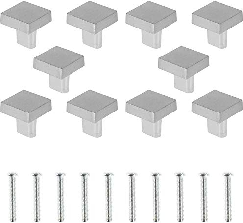Möbelgriffe, 25 mm, für moderne quadratische Schubladen, für Schubladen, Schrank, Schrank, mit Schrauben (Silber)