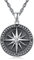 KINGWHYTE Kompass Halskette 925 Sterling Silber Kompass Schmuck Gravierte Karte Inspirierende Geschenke für Unisex Frauen Jungen Männer mit Edelstahlkette 55cm