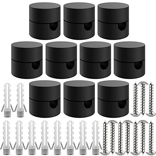OASHISU 10 PEZZI Decentratore da Soffitto per Cavi Elettrici, Decentratore a Soffitto, Decentratore Lampadario, Gancio da Soffitto o Parete, Decentratore Cavo Elettrico, Fermacavo [NERO, plastica ABS]