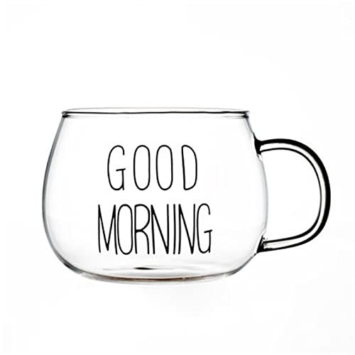 Koksi Good Morning Coffee Mug, 350 ml Glass for Tea, Breakfast, Juice