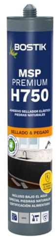 Bostik H750 SEAL'N'BOND PREMIUM, Adhesivo-Sellador Híbrido de Primera Calidad Piedras Naturales, Gris Cartucho 290 mL