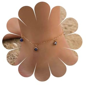 Inateannal Bracelet De Cheville Avec Pendentif Œil Bleu Personnalité Bracelet De Cheville Boho Été Plage Chaîne De Pied Bijoux Pour Femmes Et Filles