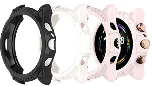 Compatible for Fossil Gen 6 42mm Case, onetuo Silicone Protective Case Cover Bumper Compatible with Fossil Women's Gen 6 42mm Touchscreen Smartwatch (3 pack-White+Pink+Black)