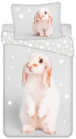 Jerry Stoffe Bunny Grey 100% Baumwolle Einzelbett Bettbezug Set - Europäische Größe