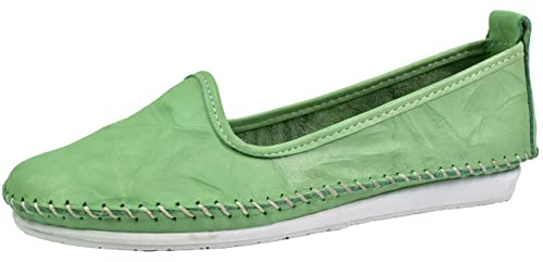 Andrea Conti Damen Mokassin Leder Slipper Ballerina Eyecatcher bequem 0027449, Größe:37 EU, Farbe:Mehrfarbig