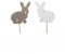 RiloStore 16 STK Dekostecker Holz Hasen Weiss grau 7cm groß 20cm lang o757 Stecker Blumendeko Ostern Deko Tischdeko Figuren Gestecke Osterdeko Geschenke Holzhasen