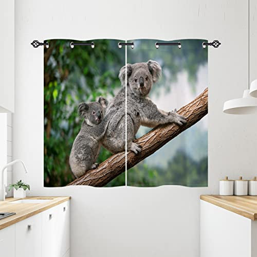 ANHOPE Dschungel Tier Koala Bär Gardinen Blickdichte mit Ösen Kinder Jungen Mädchen Thermo Vorhänge Blackout Curtain Vorhang Wohnzimmer Schlafzimmer Verdunklungsvorhänge 2er Set H 137 x B 71 cm