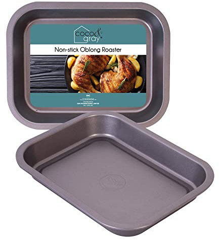 YöL Non Stick Rectangular Baking Tray Roasting Tin Tray for Oven Cooking 25x20x3cm Home Kitchen Baking, Roasting, Cooking