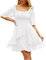 Beluring Dress for Women Square Neck Dress Short Sleeve Going Out Casual Dress White XL