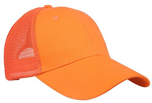 KYEYGWO Halb Atmungsaktive Mesh Baseball Cap aus Baumwolle, Verstellbar Einfarbig Baseballkappe Outdoor Sonnenhut Freizeit Sportmütze Klassisch Baseballmütze für Herren und Damen, Orange