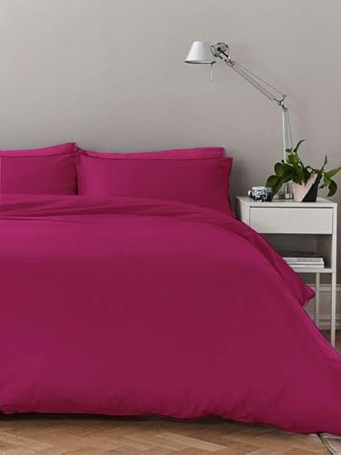 Set di biancheria da letto con copripiumino e federa, in microfibra spazzolata, anallergica, antibatterica, morbida al tatto (fucsia, singolo)