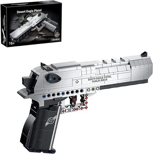 APRILA Technik Gewehr Bausteine Schießwaffe Modell, 360 Klemmbausteine Desert Eagle Pistol Bausatz mit Schussfunktion, Waffen Waffen-Gewehr Bauset Konstruktionsspielzeug, Kompatibel mit Lego Technic