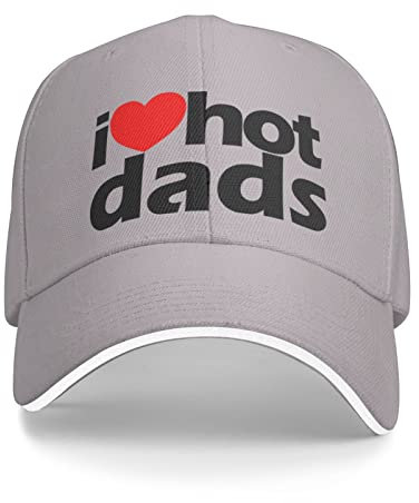 Hut I Love Hot Dads I Heart Hot Dads Baseballkappe Herren-Cowboyhut Damen-Trucker-Hut Sonnenhut Papa-Kappe Angelhut Schwarz