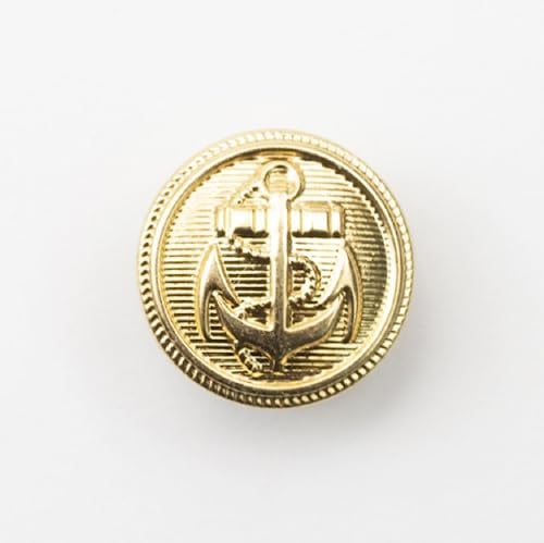 30Pcs Kleidung Knöpfe - Metall Boot Anker Muster Nähen Knöpfe Retro Schaft Runde Geformte Taste (Gold, 15mm)